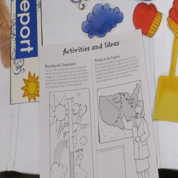 Weather Report with Teddy Bear Dress Up LAMINATED BULLETIN BOARD SET 1990s - Picture 6 of 10